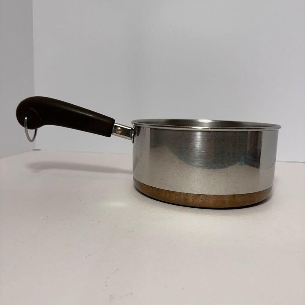 Vintage Revere Ware 2 Quart Saucepan Stainless Steel Body Copper Bottom